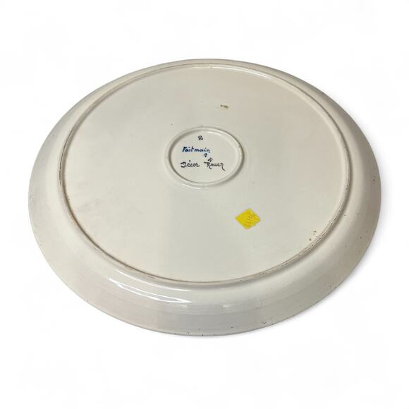 Vintage 80s Rouen Desvres Faience Pottery Hand Painted 14 Inch Floral Platter - Picture 7 of 10